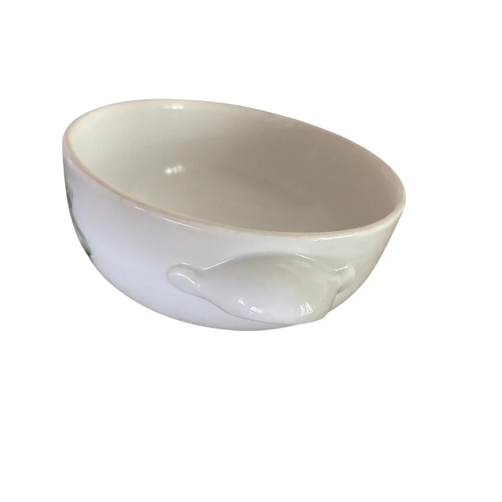 Apilco Casserole Dish White Garden Vegetables Porcelaine a feu France